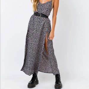 Princess Polly Motel Hime Dress Black Ditsy Rose